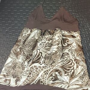 ⭐ Cynthia Mehra Brown and Cream Camisole Top